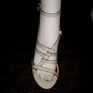 Beige 4 inch heel sandals size 8